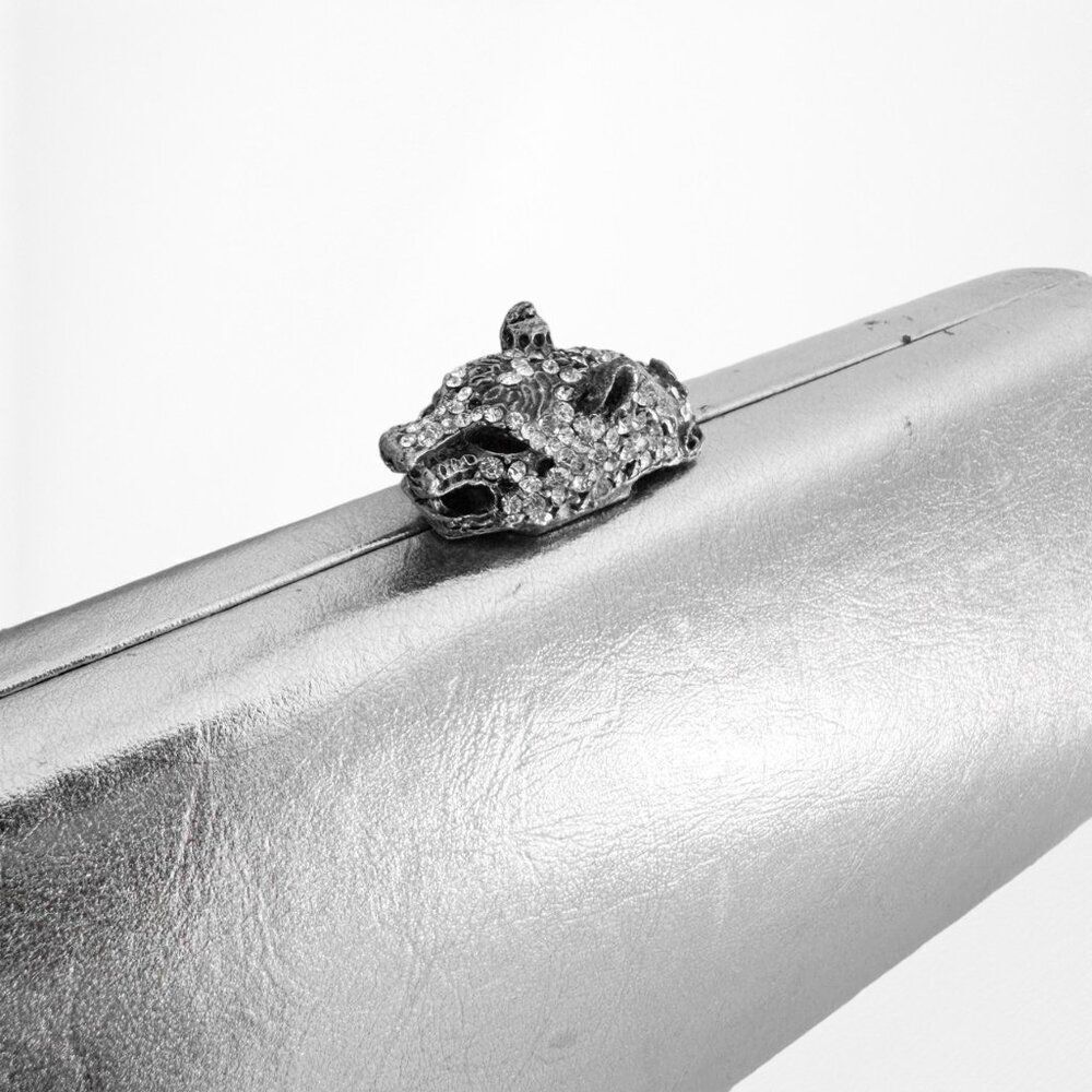 Small Rectangular Metallic Silver Gray Rhinestone… - image 5